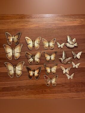 Vintage Home Interiors Gold and Bronze Butterfly & Hummingbird Metal 16 pieces